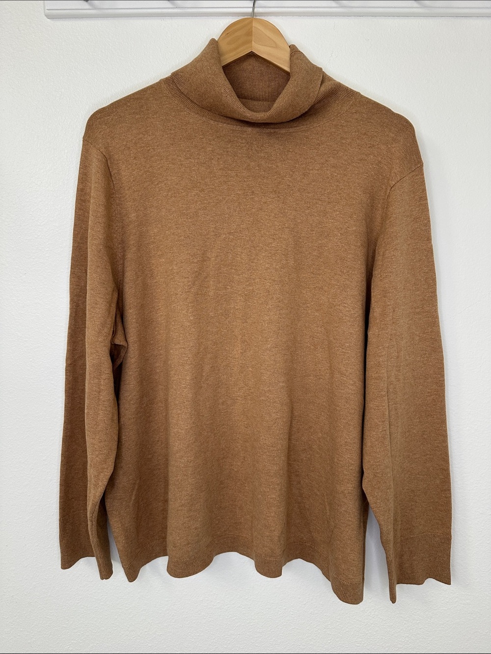 Talbots Plus 3X Women's Camel Turtleneck Sweater - Soft Knit Cowl Neck- Brown